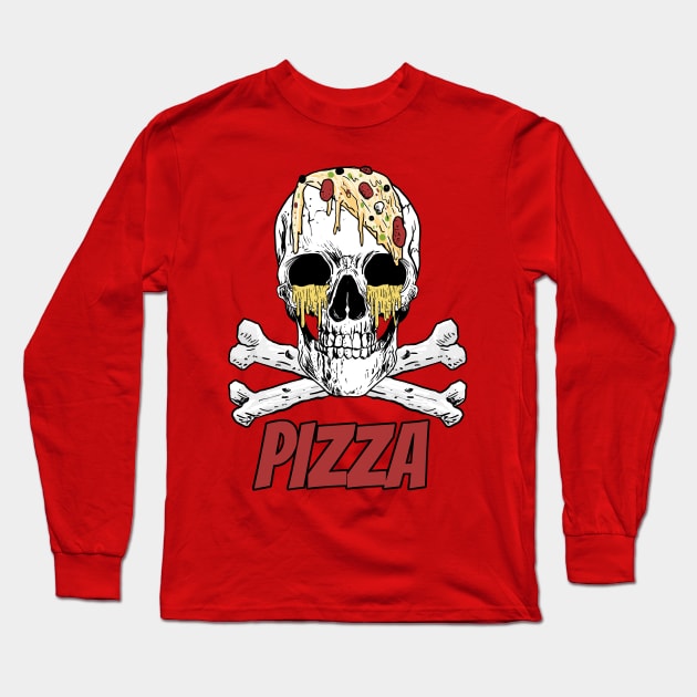 Skull and Bones Pizza Long Sleeve T-Shirt by Turnersartandcrafts